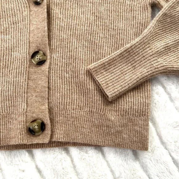 Quince Alpaca-Wool Cropped Cardigan (Camel) S - Picture 6 of 10